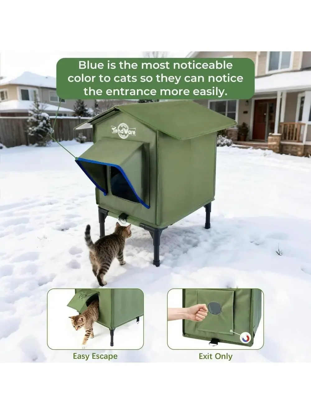 Outdoor Cat House Heated Cat House for Outside with Elevated Base